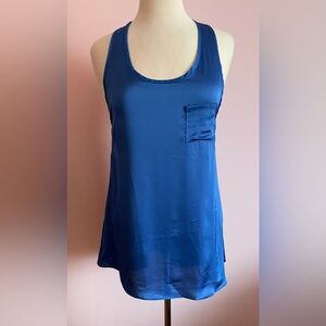 Blue Sleeveless Satin Top